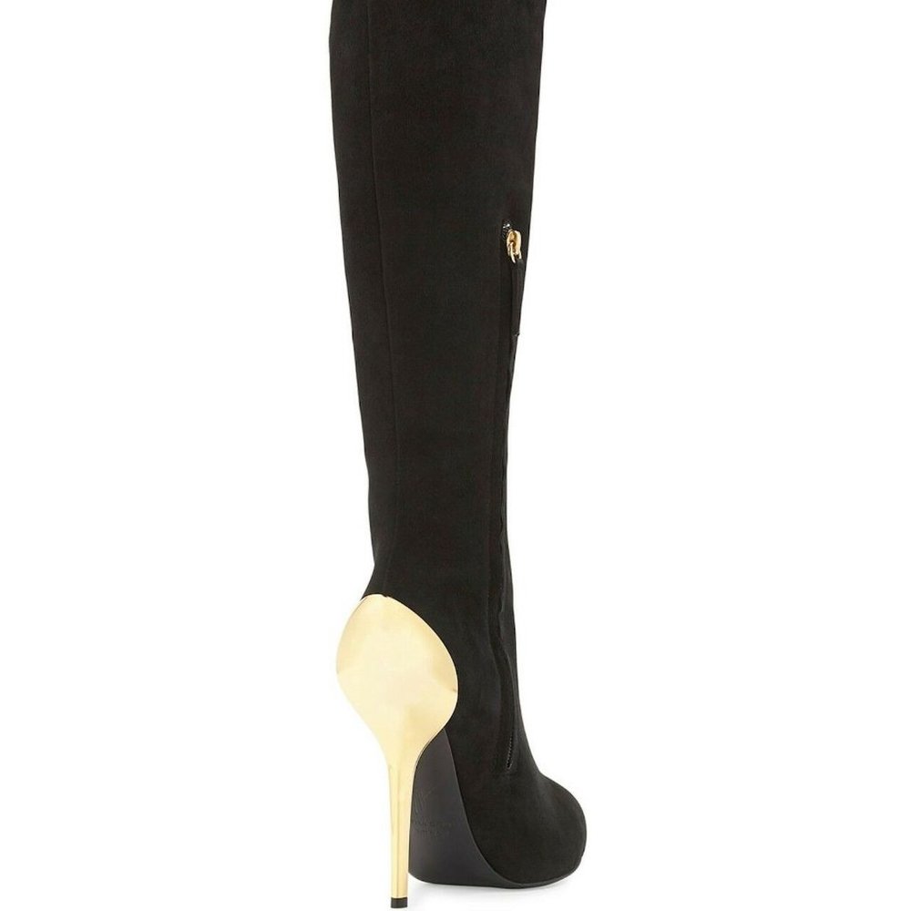 Giuseppe Zanotti FW2012 Nana 105 Gold Sculptural Metal Suede Knee High Boots